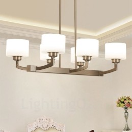 6 Lichter Moderne Chrom Pendelleuchte Indoor Kronleuchter Home Hängende Beleuchtung Lampen Leuchten mit Glasschirmen