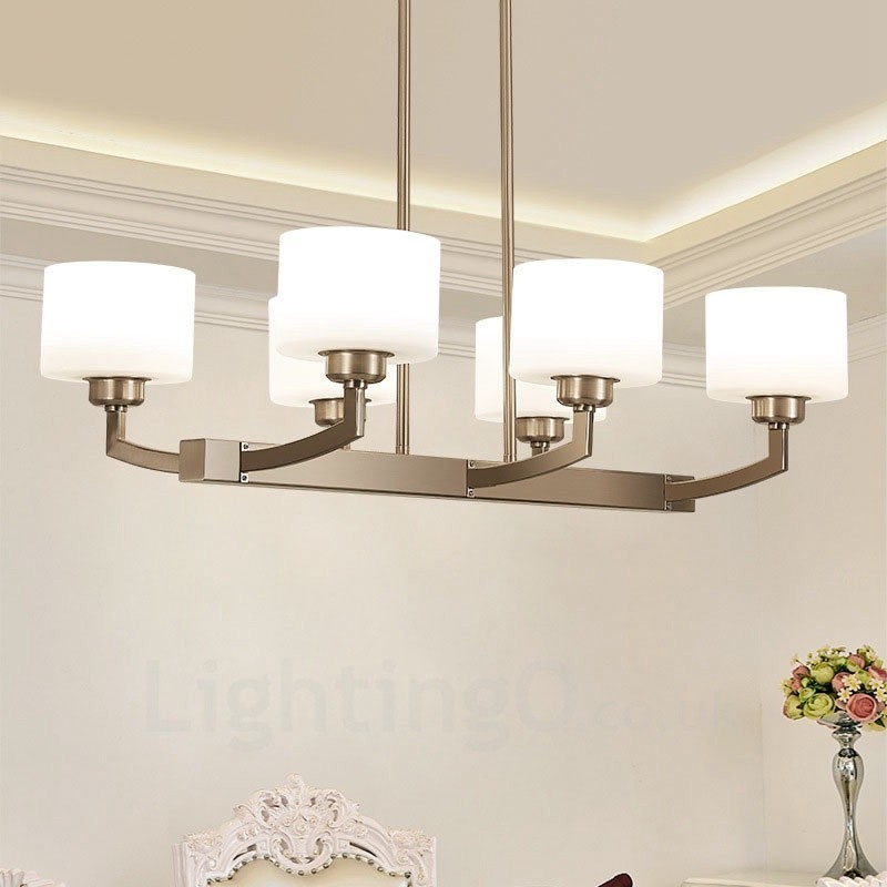 6 Lichter Moderne Chrom Pendelleuchte Indoor Kronleuchter Home Hängende Beleuchtung Lampen Leuchten mit Glasschirmen