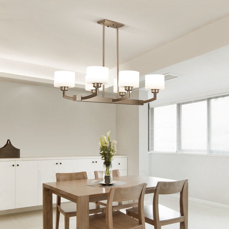 6 Lichter Moderne Chrom Pendelleuchte Indoor Kronleuchter Home Hängende Beleuchtung Lampen Leuchten mit Glasschirmen