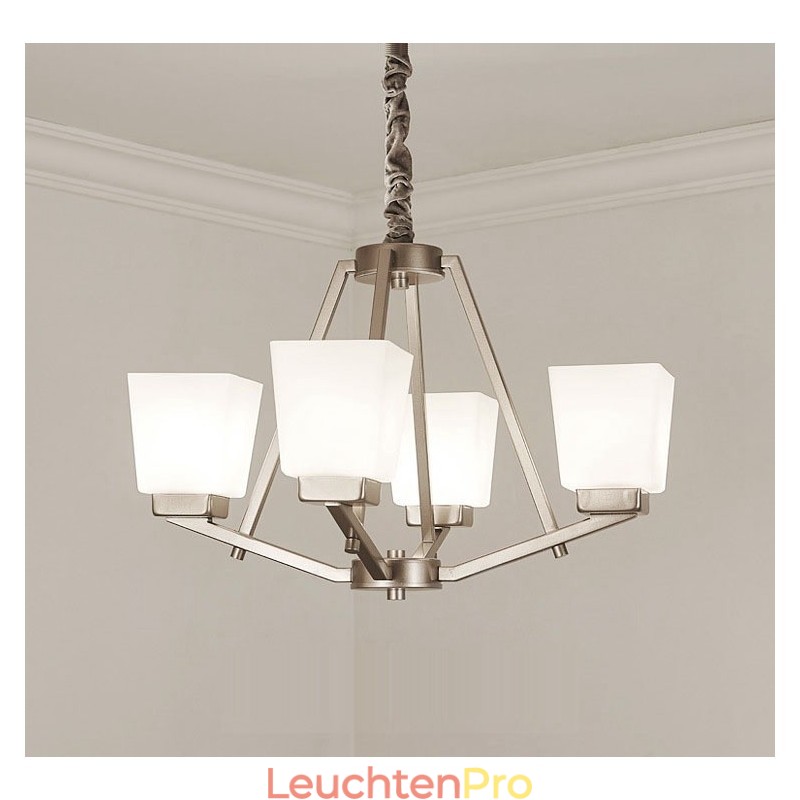 4 Lichter Chrom Pendelleuchte Indoor Modern Kronleuchter Home Hängende Beleuchtung Lampen Leuchten mit Glasschirmen