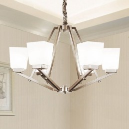 6 Lichter Chrom Pendelleuchte Indoor Modern Kronleuchter Home Hängende Beleuchtung Lampen Leuchten mit Glasschirmen