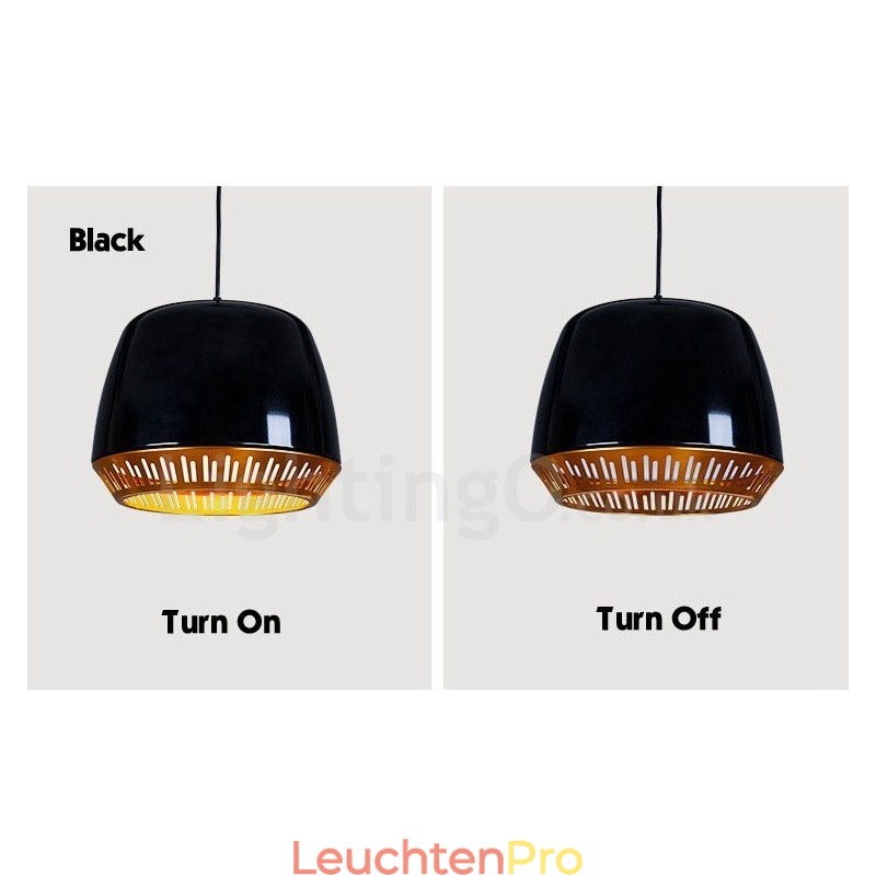 1-flammige, moderne Pendelleuchte mit schwarz-weiß-rot-blauem Lampenschirm