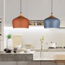 1 Licht Moderne zeitgenössische Pendelleuchte Hängelampe mit weiß rot blau Schatten