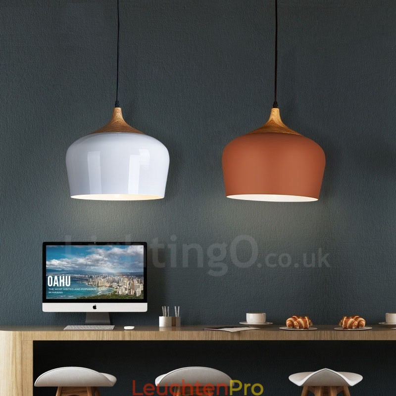 1 Licht Moderne zeitgenössische Pendelleuchte Hängelampe mit weiß rot blau Schatten
