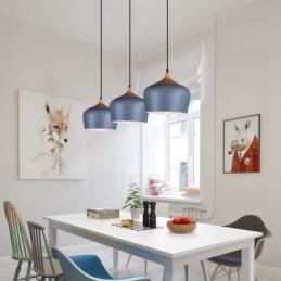 1 Licht Moderne zeitgenössische Pendelleuchte Hängelampe mit weiß rot blau Schatten
