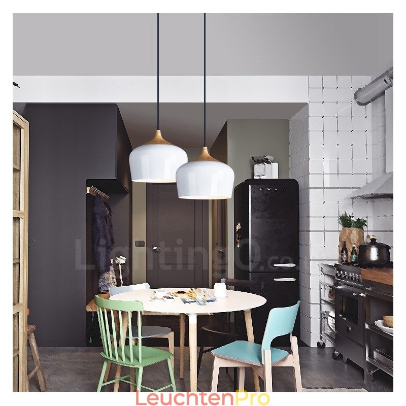 1 Licht Moderne zeitgenössische Pendelleuchte Hängelampe mit weiß rot blau Schatten