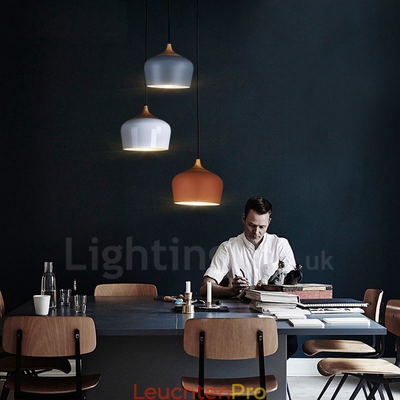 1 Licht Moderne zeitgenössische Pendelleuchte Hängelampe mit weiß rot blau Schatten