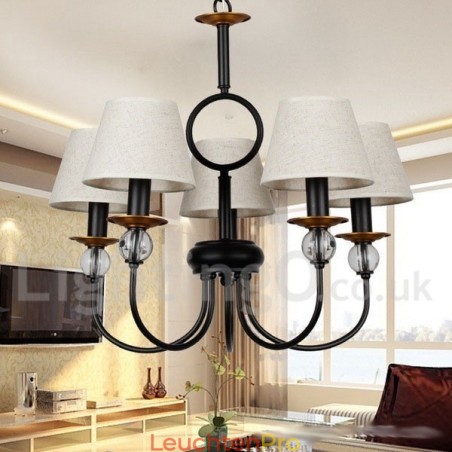 Kronleuchter im rustikalen Retro-Stil, schwarz, mediterraner Stil, moderner Kerzenstil, 5 Lichter Kronleuchter im rustikalen Retro-Stil, schwarz, mediterraner Stil, moderner Kerzenstil, 5 Lichter
