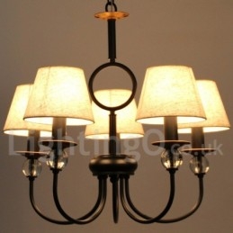 Kronleuchter im rustikalen Retro-Stil, schwarz, mediterraner Stil, moderner Kerzenstil, 5 Lichter
