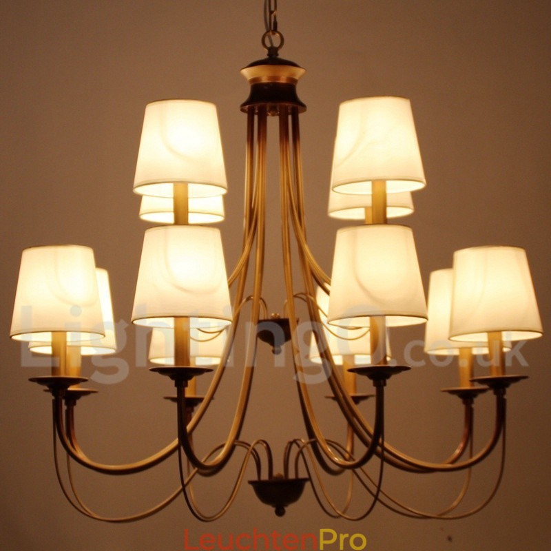 Kronleuchter im rustikalen mediterranen Stil mit 12 Lichtern, modern und zeitgenössisch, Kerzenstil