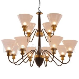 12 Lichter Rustikaler Retro Schwarzer 2-stufiger Großer Kronleuchter Kerzenstil Kronleuchter