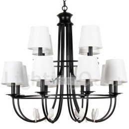Kronleuchter im Retro-Stil, schwarz, mediterraner Stil, rustikal, modern, Kerzenstil, 12 Lichter