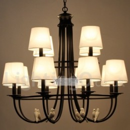 Kronleuchter im Retro-Stil, schwarz, mediterraner Stil, rustikal, modern, Kerzenstil, 12 Lichter