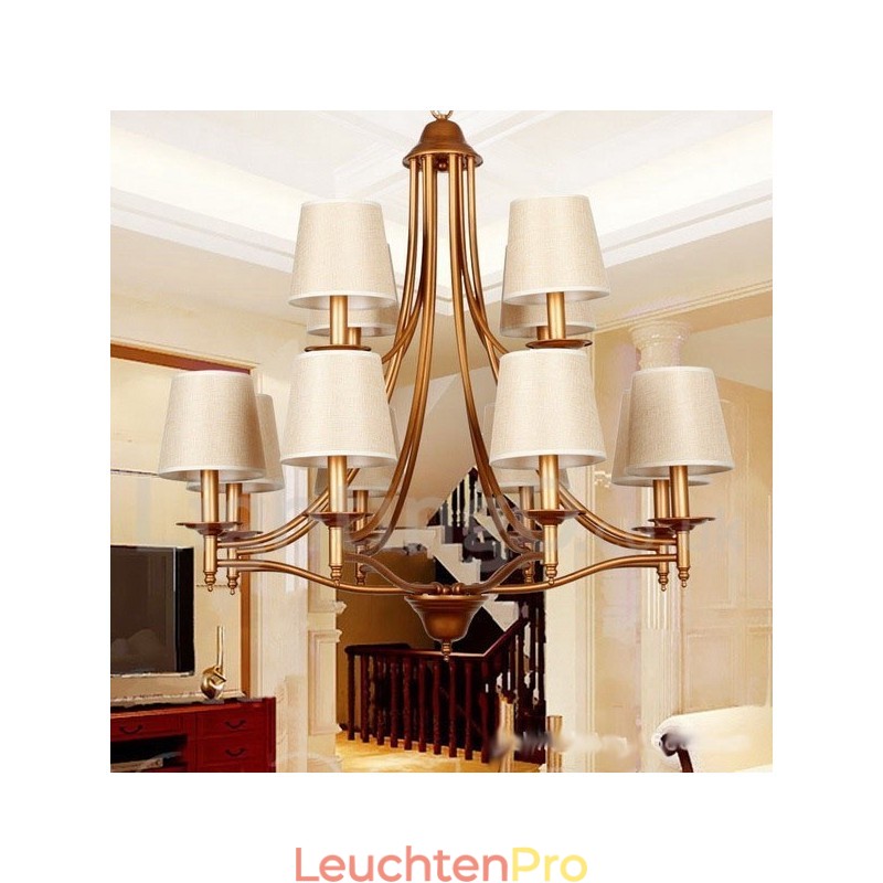 Kronleuchter im rustikalen Retro-Stil im mediterranen Stil mit 12 Lichtern und Kerzenlicht