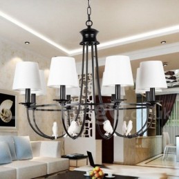 Kronleuchter im Retro-Stil, schwarz, mediterraner Stil, rustikal, modern, Kerzenstil, 8 Lichter