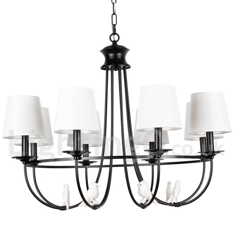 Kronleuchter im Retro-Stil, schwarz, mediterraner Stil, rustikal, modern, Kerzenstil, 8 Lichter