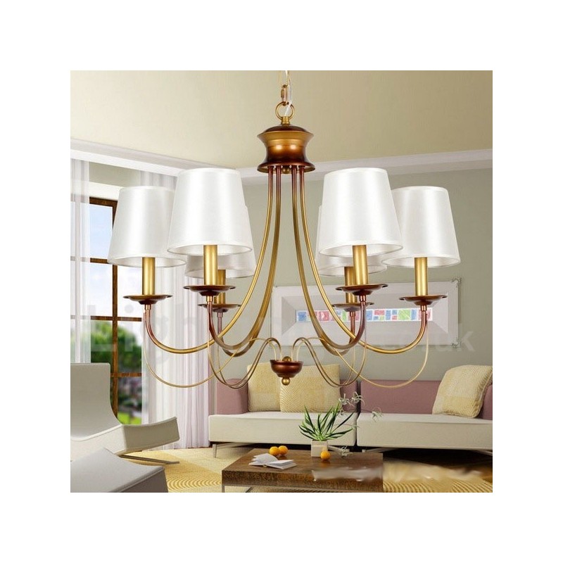 Kronleuchter im rustikalen mediterranen Stil mit 6 Lichtern, modern und zeitgenössisch, Kerzenstil