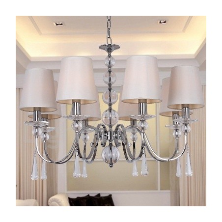 8-flammiger moderner Kronleuchter im Kerzenstil aus K9-Kristall