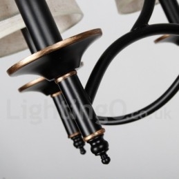 Kronleuchter im modernen, rustikalen Retro-Stil mit 3 Lichtern, schwarz