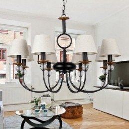 Kronleuchter im rustikalen Retro-Stil, schwarz, mediterraner Stil, moderner Kerzenstil, 8 Lichter