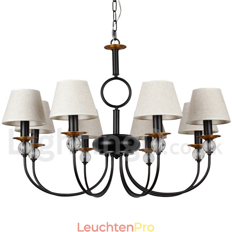 Kronleuchter im rustikalen Retro-Stil, schwarz, mediterraner Stil, moderner Kerzenstil, 8 Lichter