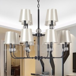 12 Lichter Rustikaler Retro Schwarzer 2-stufiger Großer Kronleuchter Kerzenstil Kronleuchter