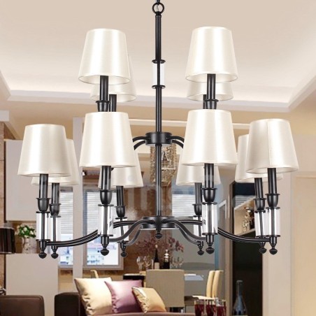 12 Lichter Rustikaler Retro Schwarzer 2-stufiger Großer Kronleuchter Kerzenstil Kronleuchter 12 Lichter Rustikaler Retro Schwarzer 2-stufiger Großer Kronleuchter Kerzenstil Kronleuchter