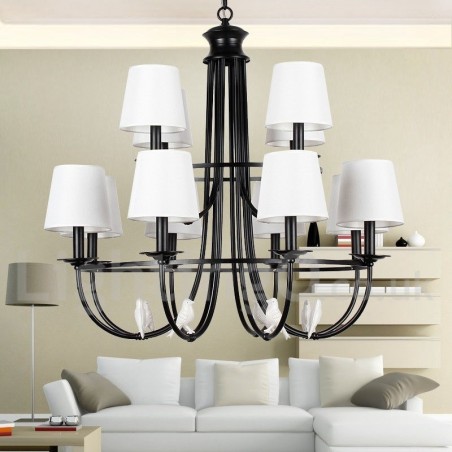 12 Lichter Rustikaler Retro Schwarzer 2-stufiger Großer Kronleuchter Kerzenstil Kronleuchter 12 Lichter Rustikaler Retro Schwarzer 2-stufiger Großer Kronleuchter Kerzenstil Kronleuchter