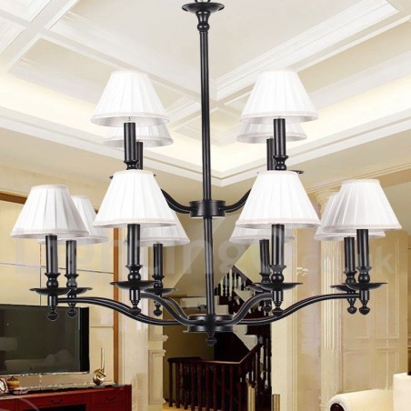 12 Lichter Retro 2-stufiger großer Kronleuchter im Kerzenstil 12 Lichter Retro 2-stufiger großer Kronleuchter im Kerzenstil