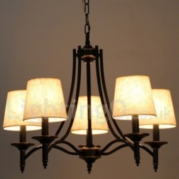 Kronleuchter im modernen, rustikalen Retro-Stil mit 5 Lichtern, schwarz