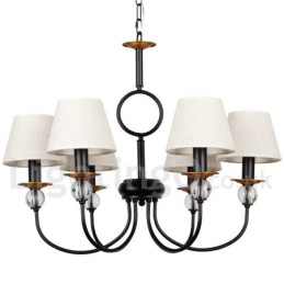 Kronleuchter im rustikalen Retro-Stil, schwarz, mediterraner Stil, moderner Kerzenstil, 6 Lichter