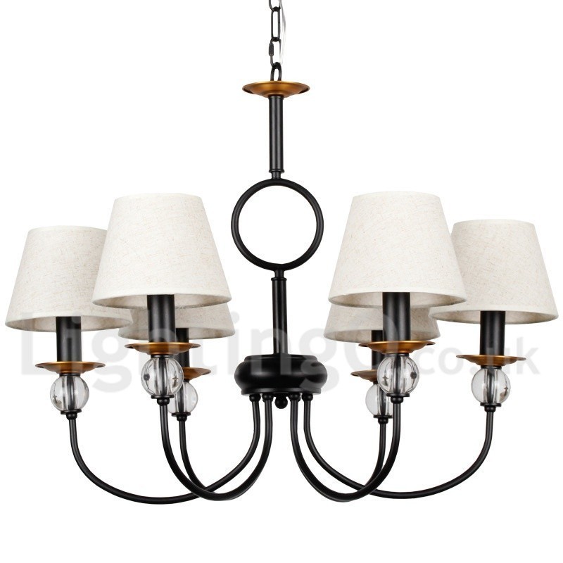Kronleuchter im rustikalen Retro-Stil, schwarz, mediterraner Stil, moderner Kerzenstil, 6 Lichter
