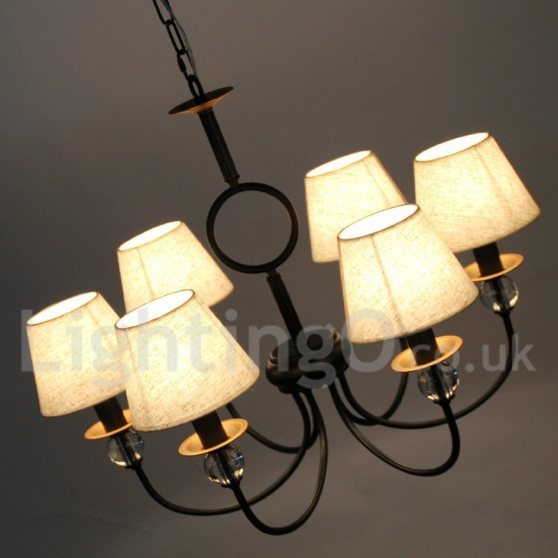 Kronleuchter im rustikalen Retro-Stil, schwarz, mediterraner Stil, moderner Kerzenstil, 6 Lichter