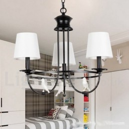 Kronleuchter im Retro-Stil, schwarz, mediterraner Stil, rustikal, modern, Kerzenstil, 3 Lichter