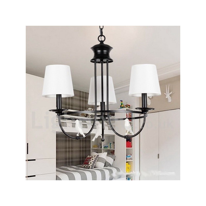Kronleuchter im Retro-Stil, schwarz, mediterraner Stil, rustikal, modern, Kerzenstil, 3 Lichter