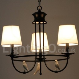 Kronleuchter im Retro-Stil, schwarz, mediterraner Stil, rustikal, modern, Kerzenstil, 3 Lichter