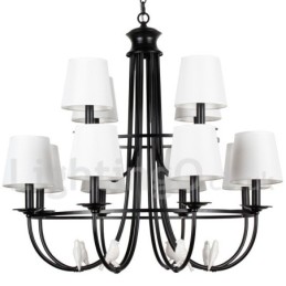 Kronleuchter im Retro-Stil, schwarz, mediterraner Stil, rustikal, modern, Kerzenstil, 12 Lichter