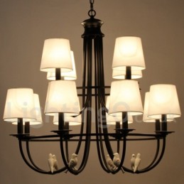 Kronleuchter im Retro-Stil, schwarz, mediterraner Stil, rustikal, modern, Kerzenstil, 12 Lichter