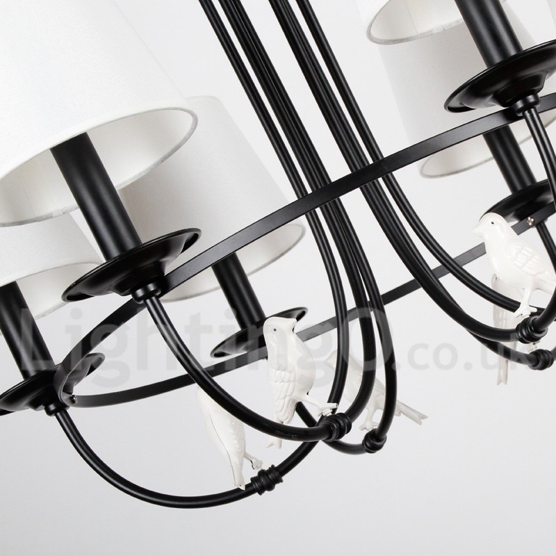 Kronleuchter im Retro-Stil, schwarz, mediterraner Stil, rustikal, modern, Kerzenstil, 12 Lichter