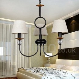Kronleuchter im rustikalen Retro-Stil, schwarz, mediterraner Stil, moderner Kerzenstil, 3 Lichter