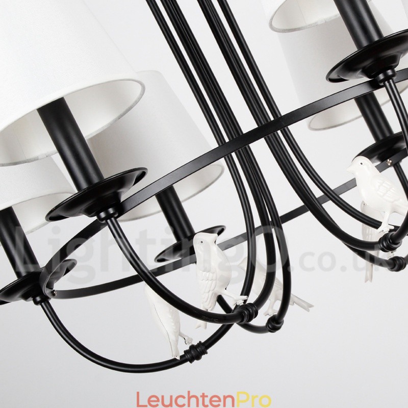 Kronleuchter im Retro-Stil, schwarz, mediterraner Stil, rustikal, modern, Kerzenstil, 6 Lichter