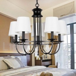 Kronleuchter im Retro-Stil, schwarz, mediterraner Stil, rustikal, modern, Kerzenstil, 5 Lichter