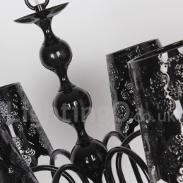 6-flammiger moderner zeitgenössischer Kronleuchter im hohlen schwarzen Kerzenstil