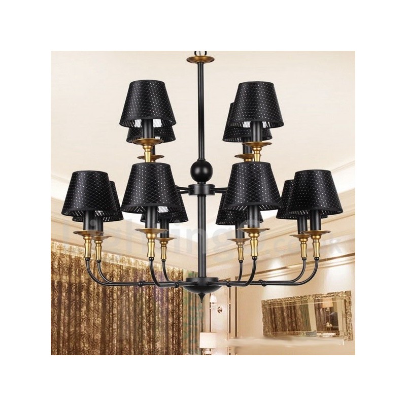 Kronleuchter im Retro-rustikalen 2-stufigen Kerzenstil mit 12 Lichtern