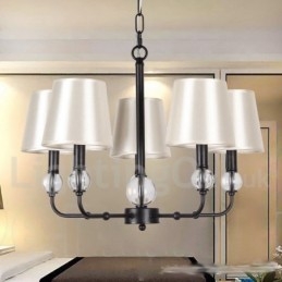 Kronleuchter im modernen, rustikalen Retro-Stil mit 5 Lichtern, schwarz