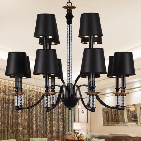 Schwarzer Kronleuchter im Retro-Kerzenstil mit 12 Lichtern Schwarzer Kronleuchter im Retro-Kerzenstil mit 12 Lichtern