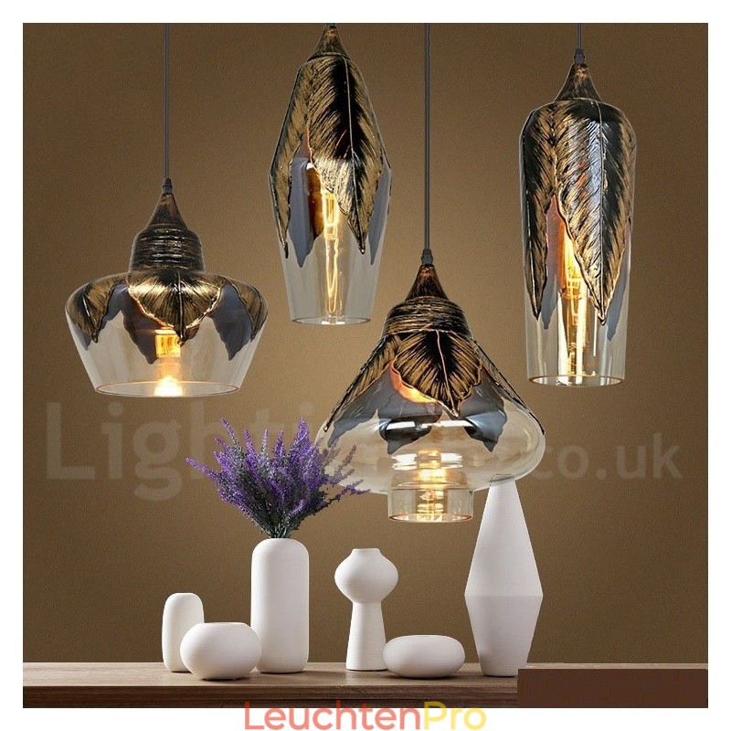 Europäische Retro Glas Pendelleuchte Lounge Pendelleuchte