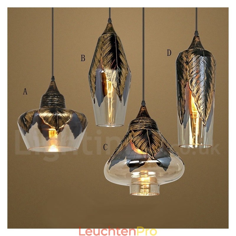 Europäische Retro Glas Pendelleuchte Lounge Pendelleuchte