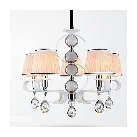 Stoff Kronleuchter 5 Licht High Grade Lampe Weiß Jade Silber Ring Stoff Kronleuchter 5 Licht High Grade Lampe Weiß Jade Silber Ring