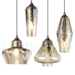 Europäische Retro Glas Pendelleuchte Lounge Pendelleuchte